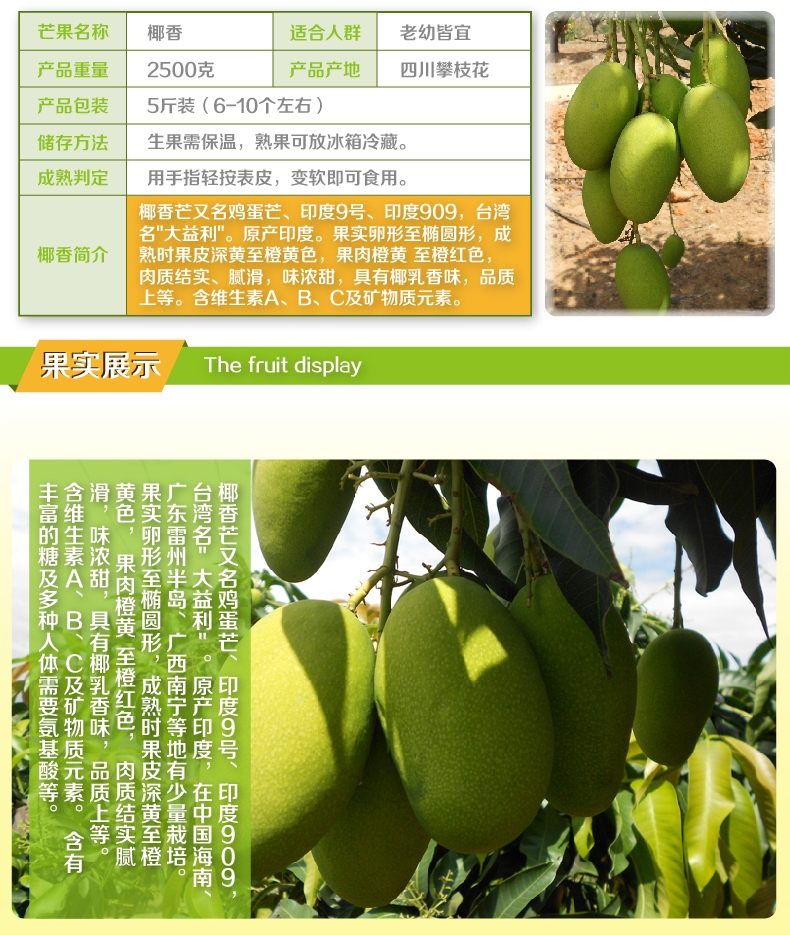 {攀西果行} 攀枝花特产 芒果 椰香小青芒果